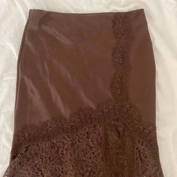 ZARA ZW COLLECTION SATIN EFFECT BROWN LACE SKIRT | ref no. 5919/212/700 - Picture 13 of 14